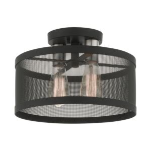 Industro 2-Light Semi-Flush Mount in Black w with Brushed Nickels