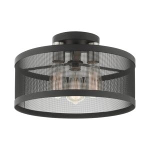 Industro 3-Light Semi-Flush Mount in Black w with Brushed Nickels
