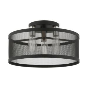 Industro 3-Light Semi-Flush Mount in Black w with Brushed Nickels
