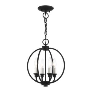 Milania 4-Light Convertible Semi-Flush with Chandelier in Black w/ Brushed Nickels