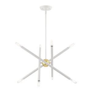 Soho 8-Light Chandelier in White w with Polished Brasss