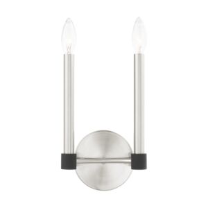Karlstad 2-Light Wall Sconce in Brushed Nickel w with Blacks