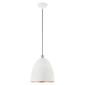 Arlington 1-Light Pendant in White w with Brushed Nickels