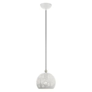 Chantilly 1-Light Pendant in White w with Brushed Nickels