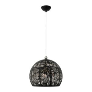 Chantilly 3-Light Pendant in Black w with Brushed Nickels