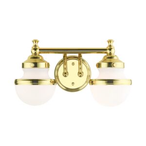 Oldwick 2-Light Bathroom Vanity Light in Polished Brass