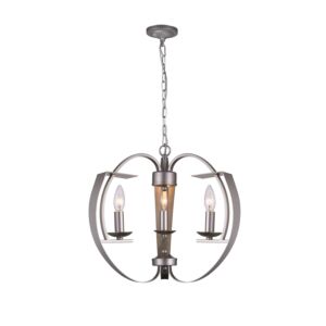 CWI Lighting Verbena 3 Light Chandelier with Pewter finish