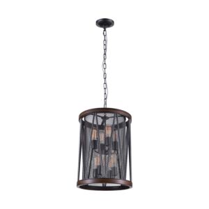 CWI Lighting Parsh 8 Light Drum Shade Chandelier with Pewter finish