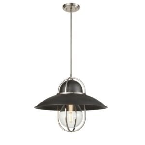 Peggy'S Cove 1-Light Pendant in Graphite and Satin Nickel