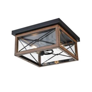 DVI County Fair Outdoor 2-Light Outdoor Flush Mount in Black and Ironwood