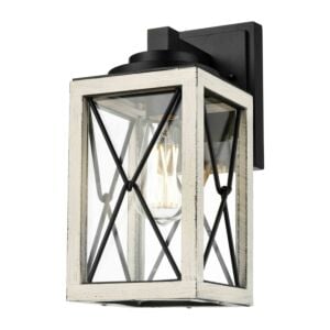 DVI County Fair Outdoor 1-Light Outdoor Wall Sconce in Black and Birchwood