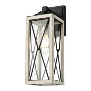 County Fair Outdoor 1-Light Outdoor Wall Sconce in Black and Birchwood