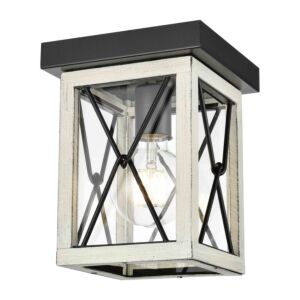 County Fair Outdoor 1-Light Outdoor Flush Mount in Black and Birchwood
