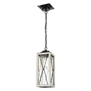 County Fair Outdoor 1-Light Outdoor Pendant in Black and Birchwood