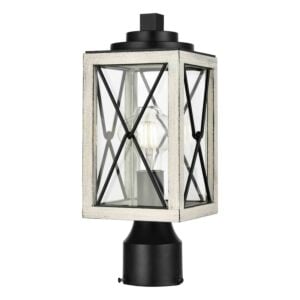 County Fair Outdoor 1-Light Outdoor Post Lamp in Black and Birchwood