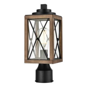 County Fair Outdoor 1-Light Outdoor Post Lamp in Black and Ironwood