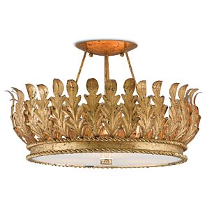 Currey & Company 3-Light Biddulph Ceiling Light in Gold Leaf