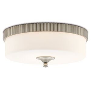 Barry Goralnick 1-Light LED Flush Mount in Silver Leaf with Frosted Glass