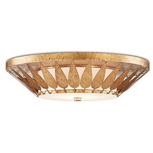 Floris 1-Light LED Flush Mount in New Gold Leaf with Milky Glass