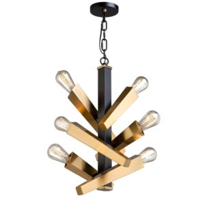 Artcraft Olympia 6 Light Chandelier in Black & Satin Brass