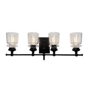 Artcraft Castara 4-Light Bathroom Vanity Light in Black & Brass