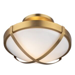 Cara Collection 2-Light Flush Mount in Brushed Brass