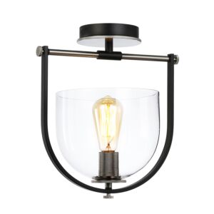 Cheshire Collection 1-Light Semi-Flush Mount in Black and Nickel
