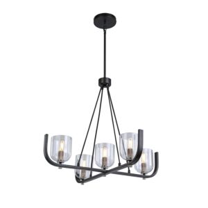 Cheshire Collection 5-Light Chandelier in Black and Nickel