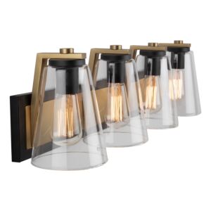 Treviso Collection 3-Light Vanity Light in Black and Brass