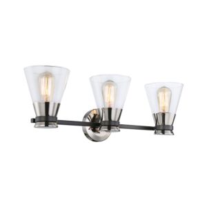Kanata Collection 3-Light Vanity Light in Black and Brushed Nickel