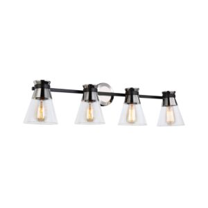 Kanata Collection 4-Light Vanity Light in Black and Brushed Nickel