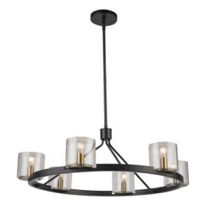 Salinas Collection 6-Light Chandelier in Black and Brass