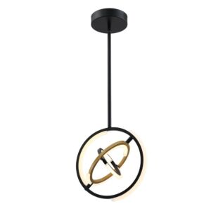 Trilogy LED Pendant in Black with Gold