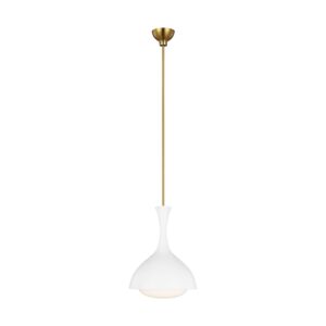 Lucerne 1-Light Pendant in Matte White with Burnished Brass