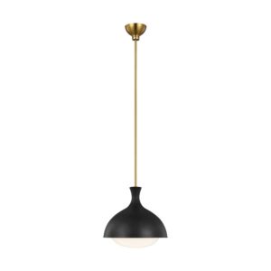 Lucerne 1-Light Pendant in Midnight Black with Burnished Brass