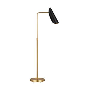 Tresa 1-Light Floor Lamp in Midnight Black with Burnished Brass