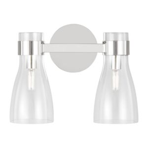 Moritz 2-Light Bathroom Vanity Light Fixture in Polished Nickel