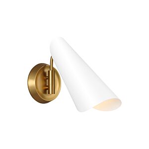 Tresa 1-Light Wall Sconce in Matte White with Burnished Brass