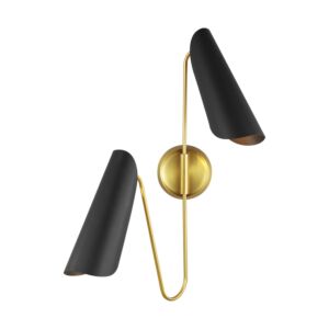 Tresa 2-Light Wall Sconce in Midnight Black with Burnished Brass