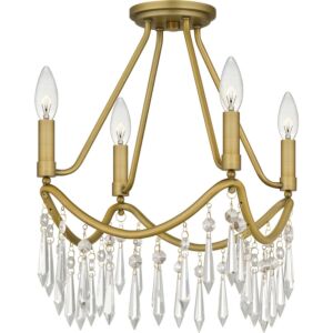 Airedale 4-Light Semi-Flush Mount in Aged Brass