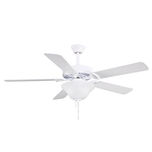 America 3-Speed AC 52" Ceiling Fan in Gloss White with Reversible White/Light Oak Wood Tone blades