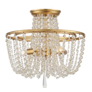 Crystorama Arcadia 3 Light Ceiling Light in Antique Gold with Hand Cut Crystal Crystals