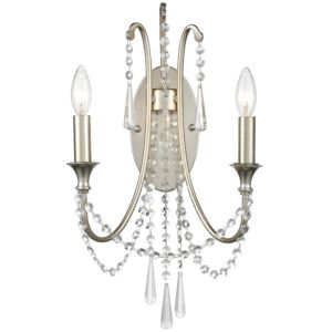  Arcadia Wall Sconce in Antique Silver with Clear Hand Cut Crystals