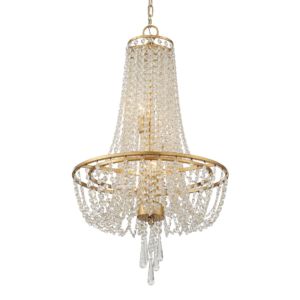 Crystorama Arcadia 4 Light 32 Inch Chandelier in Antique Gold with Hand Cut Crystal Crystals