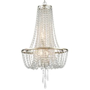 Crystorama Arcadia 4 Light 32 Inch Chandelier in Antique Silver with Clear Hand Cut Crystals