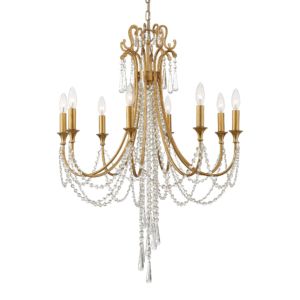  Arcadia Chandelier in Antique Gold with Hand Cut Crystal Crystals