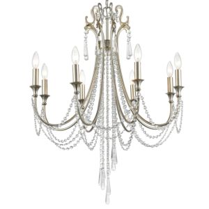  Arcadia Chandelier in Antique Silver with Clear Hand Cut Crystals