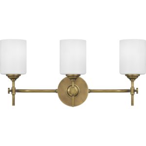 Quoizel Aria 3 Light 23 Inch Bathroom Vanity Light in Weathered Brass