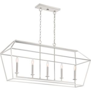 Quoizel Aviary 5 Light 42 Inch Linear Chandelier in Polished Nickel