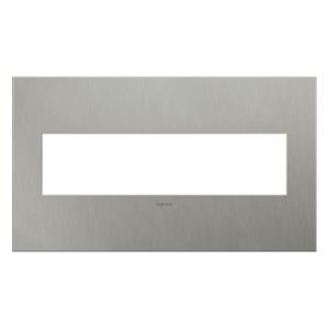 LeGrand adorne Brushed Stainless Steel 4 Opening Wall Plate
